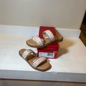 Kelly & Katie Women's White Sandals Rainbow Size 6 W Brand New with Box